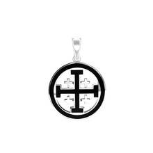 Load image into Gallery viewer, ITI NYC Jerusalem Cross Pendant Medallion with Black Enamel in Sterling Silver
