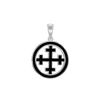 ITI NYC Crosslet Cross Pendant Medallion with Black Enamel in Sterling Silver