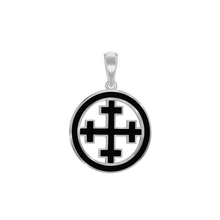 Load image into Gallery viewer, ITI NYC Crosslet Cross Pendant Medallion with Black Enamel in Sterling Silver
