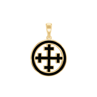 ITI NYC Crosslet Cross Pendant Medallion with Black Enamel in Sterling Silver