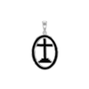 ITI NYC Calvary Cross Pendant Medallion with Black Enamel in Sterling Silver