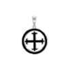 ITI NYC Fleury Cross Pendant Medallion with Black Enamel in Sterling Silver