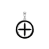 ITI NYC Pointed Cross Pendant Medallion with Black Enamel in Sterling Silver