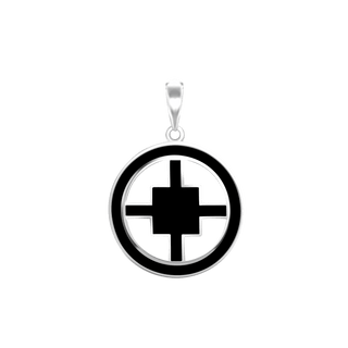 ITI NYC Quadrate Cross Pendant Medallion with Black Enamel in Sterling Silver