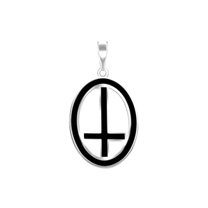 ITI NYC St. Peter's Cross Pendant Medallion with Black Enamel in Sterling Silver