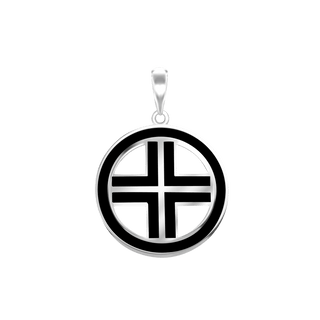 ITI NYC Voided Cross Pendant Medallion with Black Enamel in Sterling Silver