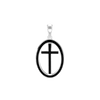 ITI NYC Latin Cross Pendant Medallion with Black Enamel in Sterling Silver