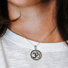 Load image into Gallery viewer, ITI NYC Hindu Om Pendant with Black Enamel in Sterling Silver
