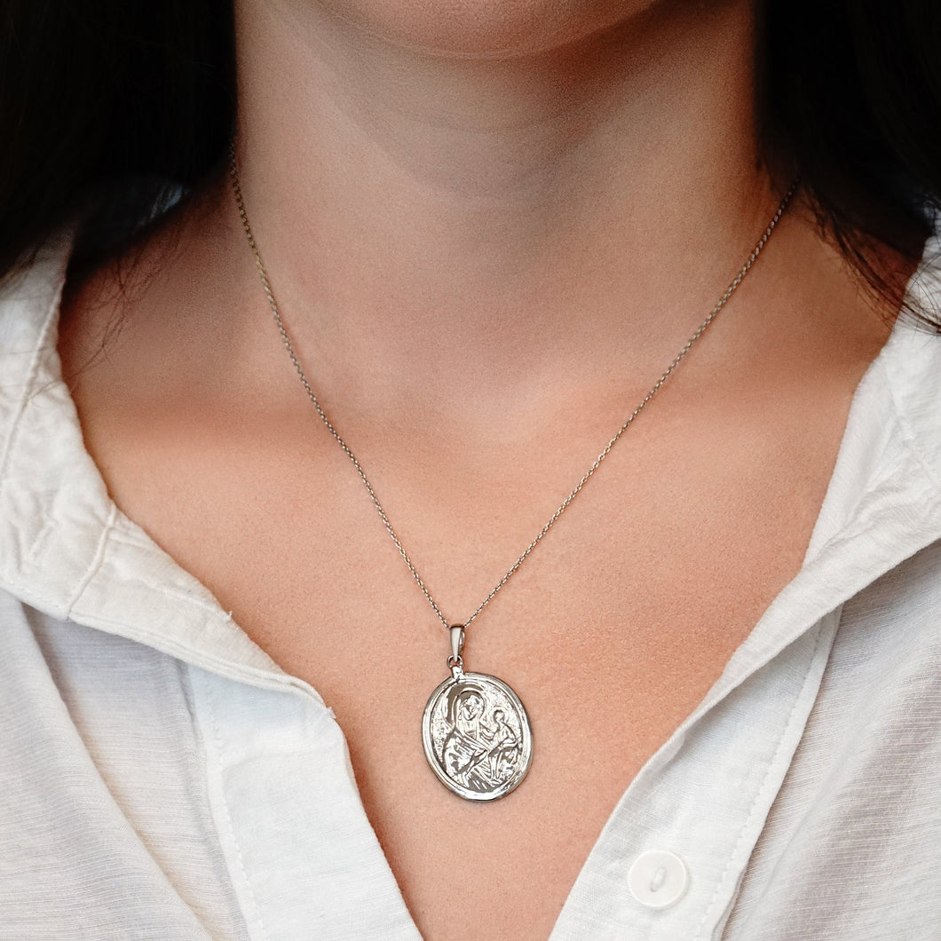 ITI NYC Madonna and Child Pendant Medallion in Sterling Silver