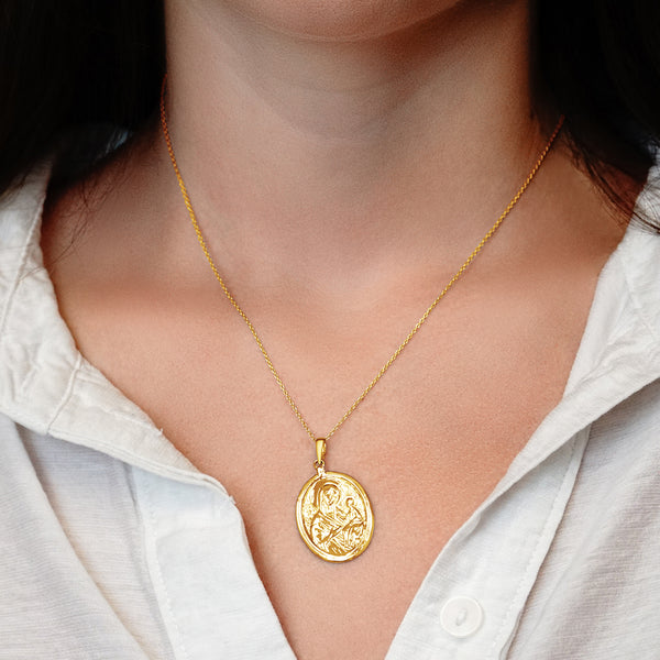 ITI NYC Madonna and Child Pendant Medallion in Sterling Silver