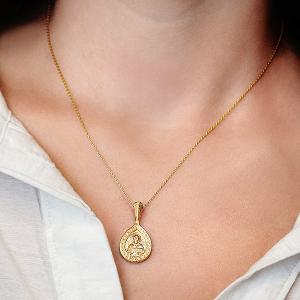 ITI NYC Mary and The 7 Swords Byzantine Double-Sided Pendant in Sterling Silver