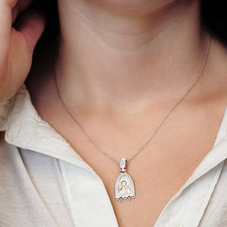 ITI NYC Madonna and Child Byzantine Double-Sided Pendant in Sterling Silver