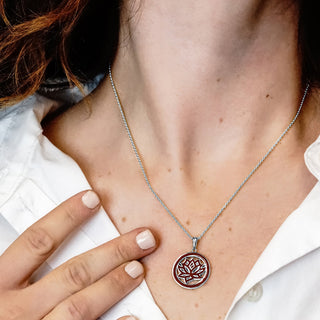 ITI NYC Hindu Lotus Pendant with Purple Enamel in Sterling Silver