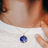 ITI NYC Hindu Om Pendant with Dark Blue Enamel in Sterling Silver