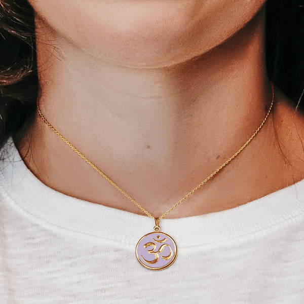 ITI NYC Hindu Om Pendant with Lavender Enamel in Sterling Silver