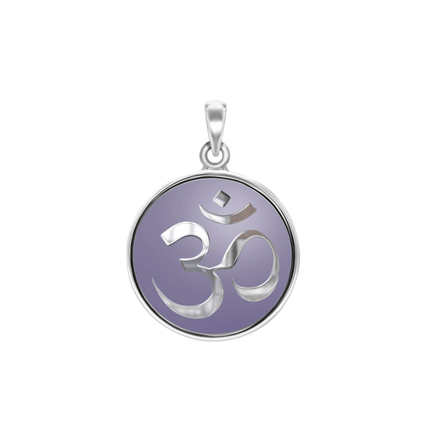 ITI NYC Hindu Om Pendant with Lavender Enamel in Sterling Silver