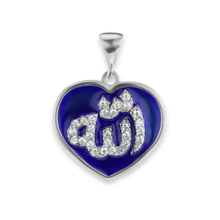 Load image into Gallery viewer, ITI NYC Allah Pendant with Purple Enamel in Sterling Silver
