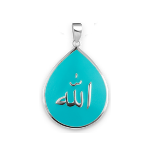 ITI NYC Allah Necklace with Light Blue Enamel in Sterling Silver