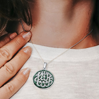 ITI NYC Mashallah Pendant with Green Enamel in Sterling Silver