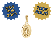 Load image into Gallery viewer, 14K Gold Small Miraculous Oval Medallion (5/8 inch)
