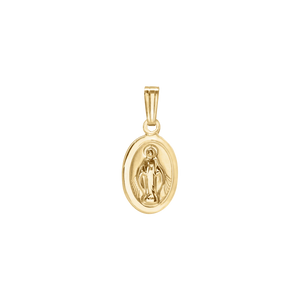 14K Gold Small Miraculous Oval Medallion (5/8 inch)
