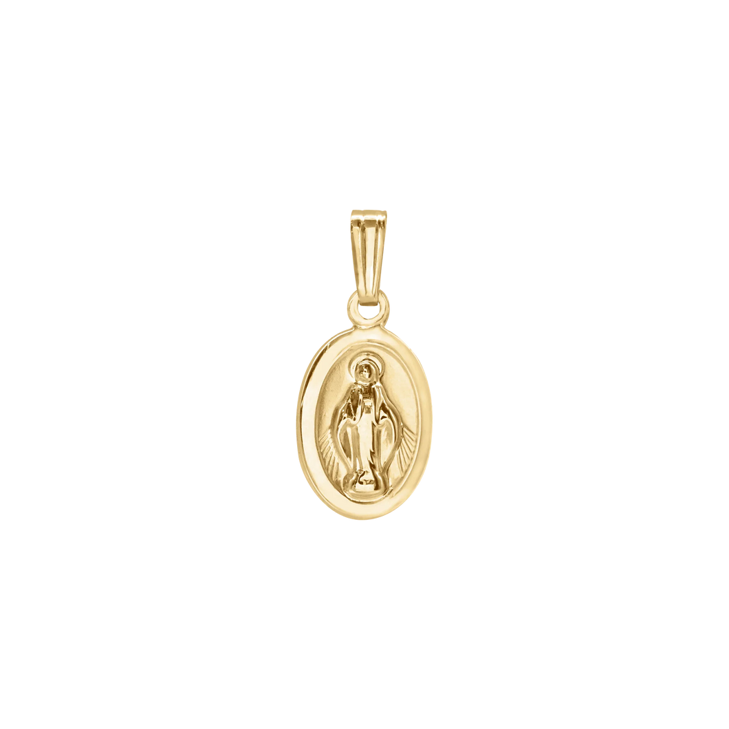 14K Gold Small Miraculous Oval Medallion (5/8 inch)