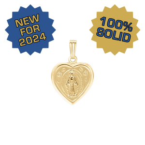 14K Gold Small Miraculous Heart Medallion (1/2 inch)