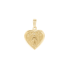 Load image into Gallery viewer, 14K Gold Small Miraculous Heart Medallion (1/2 inch)
