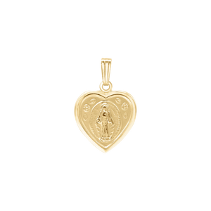 14K Gold Small Miraculous Heart Medallion (1/2 inch)