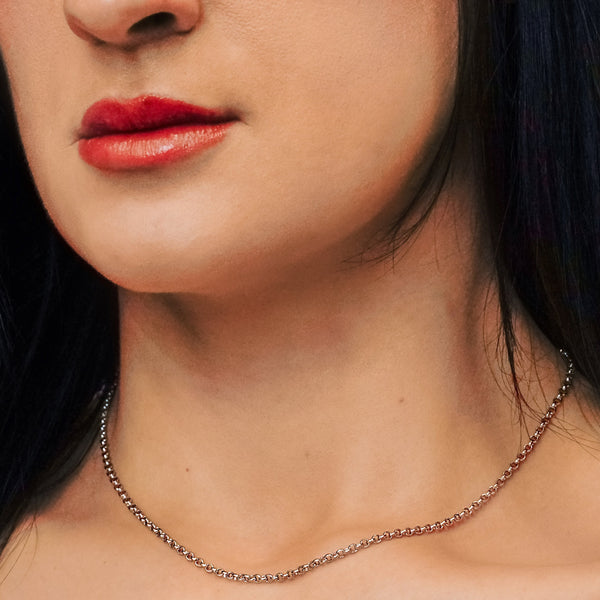 Domed Soho Rolo Chain Necklace in Sterling Silver