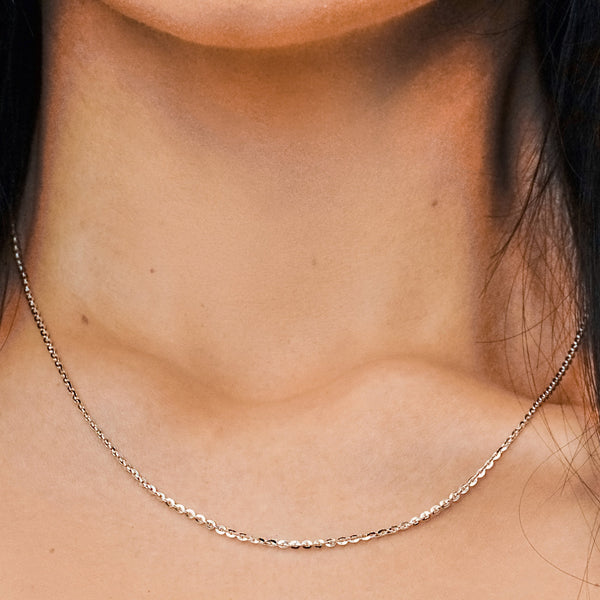 Flat Soho Rolo Chain Necklace in Sterling Silver