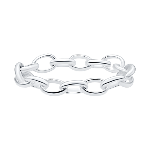 Oval Soho Rolo Chain Ring in Sterling Silver