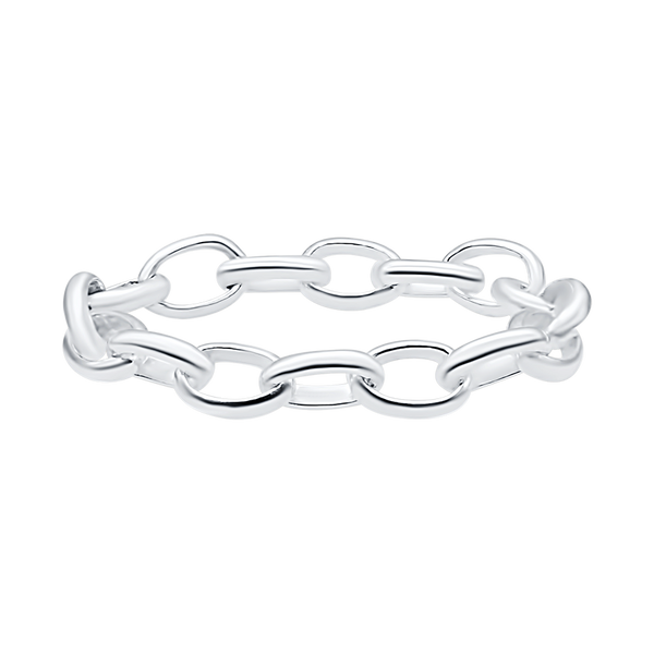 Oval Soho Rolo Chain Ring in Sterling Silver