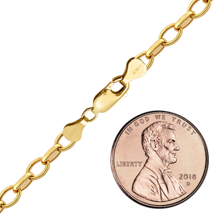 Finished Oval Rolo (Belcher) Anklet in 14K Gold-Filled