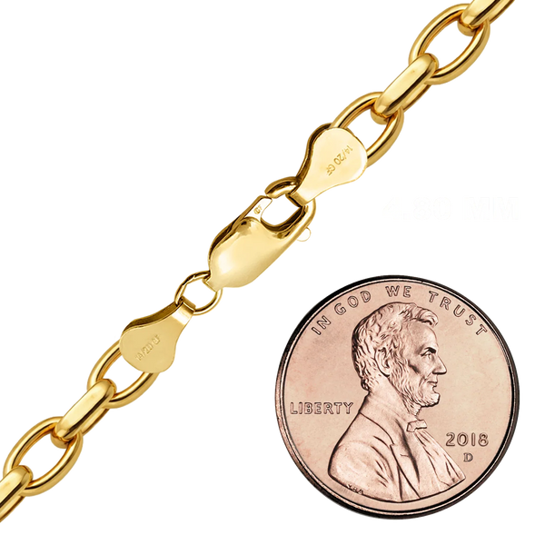 Finished Oval Rolo (Belcher) Necklace in 14K Gold-Filled