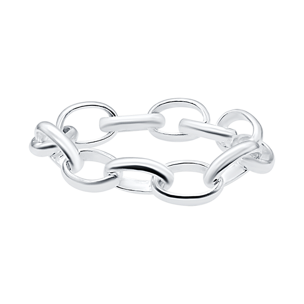 Oval Soho Rolo Chain Ring in Sterling Silver