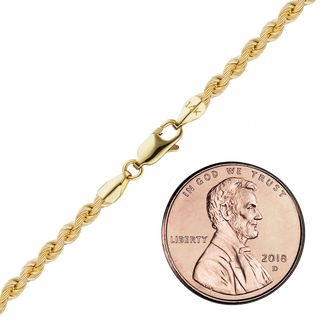 Riverside Blvd. Semi-Solid Rope Necklace in 14K Yellow Gold