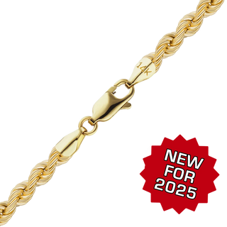 Riverside Blvd. Semi-Solid Rope Necklace in 14K Yellow Gold