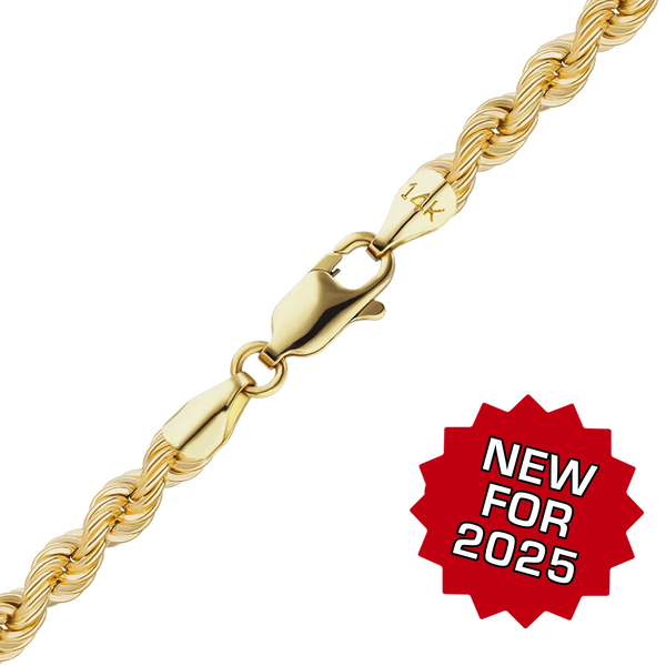 Riverside Blvd. Semi-Solid Rope Necklace in 14K Yellow Gold