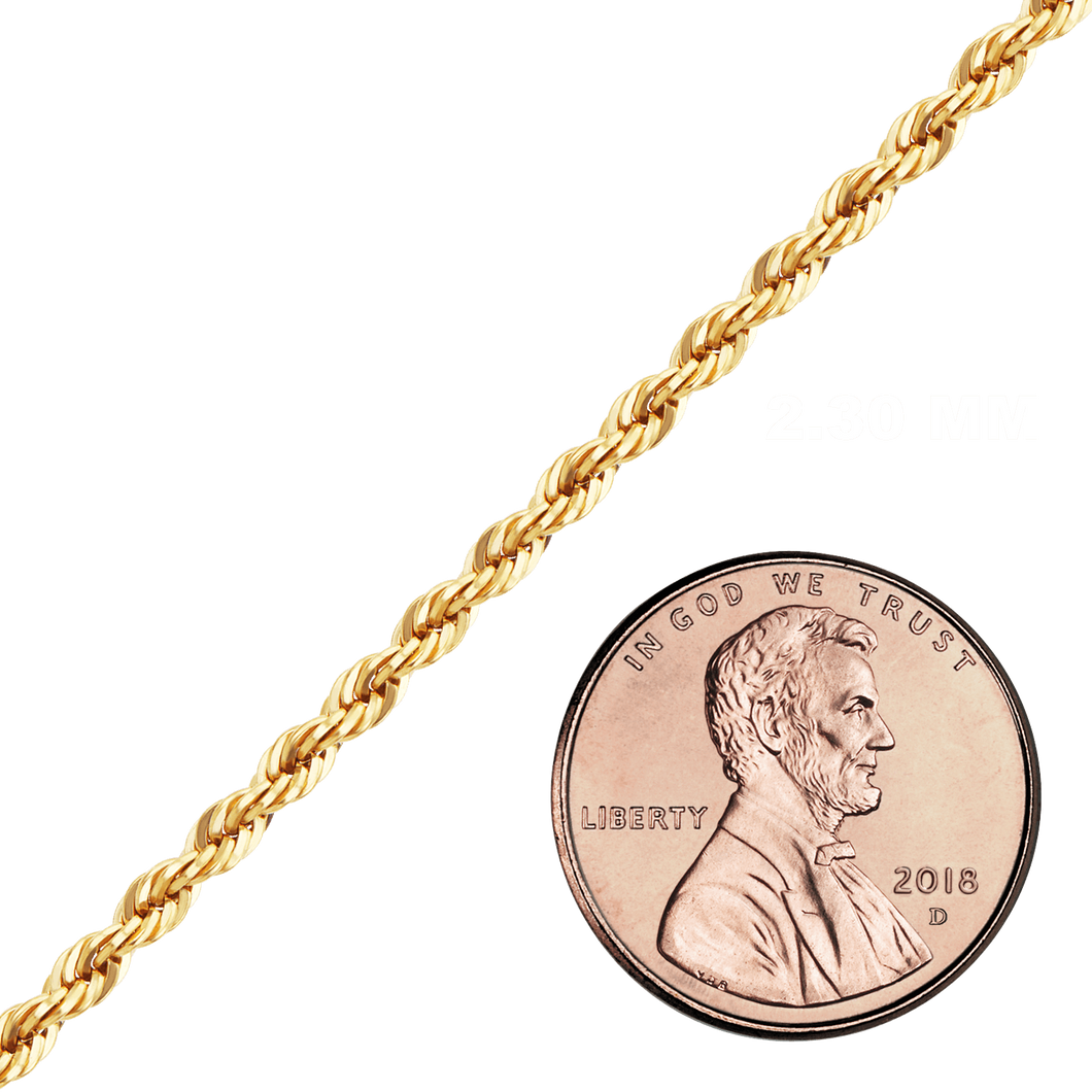 Bulk / Spooled Handmade Solid Rope Chain in 14K Gold-Filled (2.30 mm - 4.00 mm)
