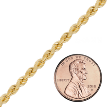 Load image into Gallery viewer, Bulk / Spooled Handmade Solid Rope Chain in 14K Yellow Gold (2.20 mm - 6.30 mm)
