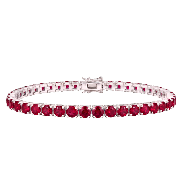Tennis Bracelet with Ruby Colored CZ in Sterling Silver (2 mm - 4 mm)