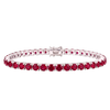 Tennis Bracelet with Ruby Colored CZ in Sterling Silver (2 mm - 4 mm)