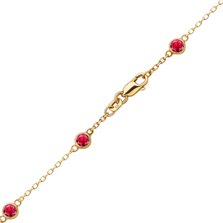 Finished Diamond by the Yard Cable Chain Necklace in 14K Yellow Gold with Ruby Stones