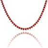 Tennis Necklace with Ruby Stones (July Birthstones) in 14K Gold (1.75 mm - 4.0 mm)