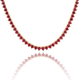 Tennis Necklace with Ruby Stones (July Birthstones) in 14K Gold (1.75 mm - 4.0 mm)
