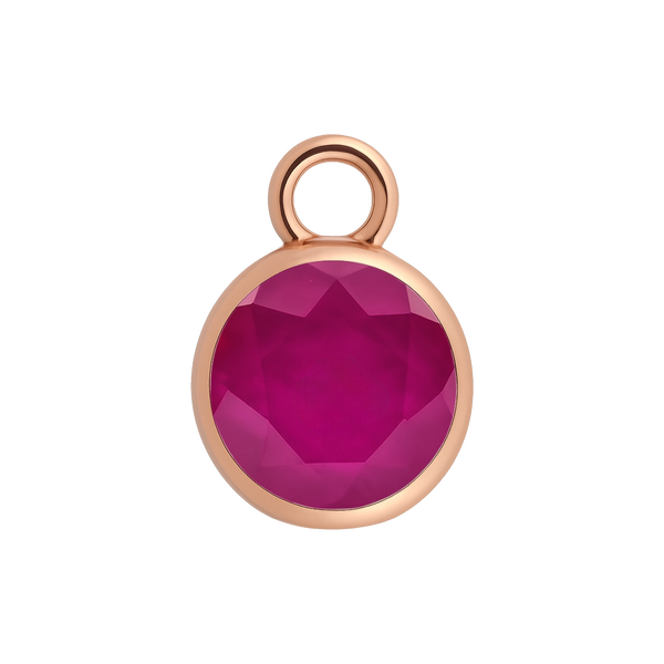 Diamond or Gemstone Bezel Drop Charm in 14K Rose Gold