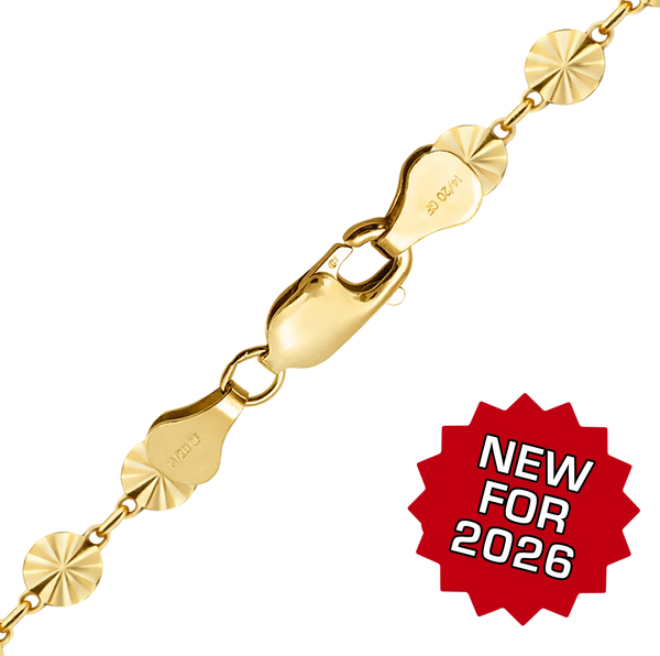Finished Starburst Round Disc Bracelet in 14K Gold-Filled