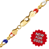 Finished Red, White & Blue Single Figaro Enamel Bracelet in 14K Gold-Filled