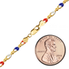 Finished Red, White & Blue Single Figaro Enamel Anklet in 14K Gold-Filled
